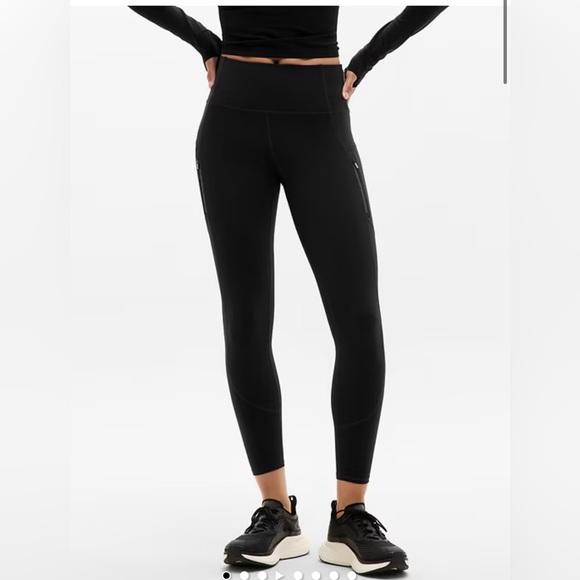 Athleta Pants - Athleta Rainier High Rise Legging High compression #1 cold-weather XS navy